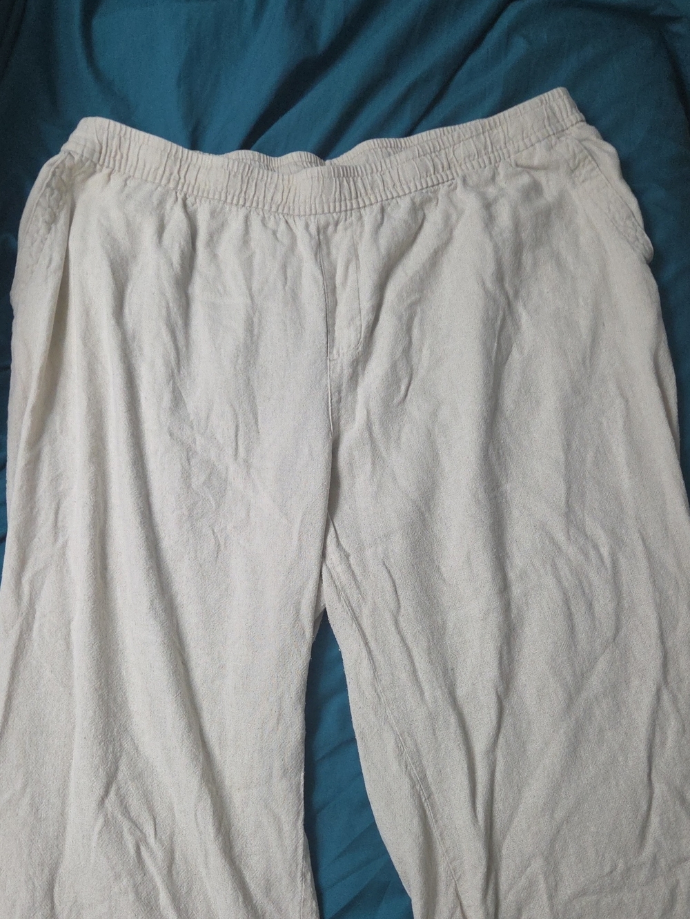 Women's Old NAVY 3x Elastic-Waist Tan Linen Pants
